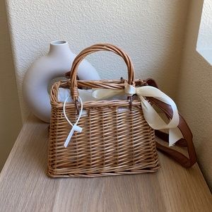 Bamboo Box Bag with handle and crossbody